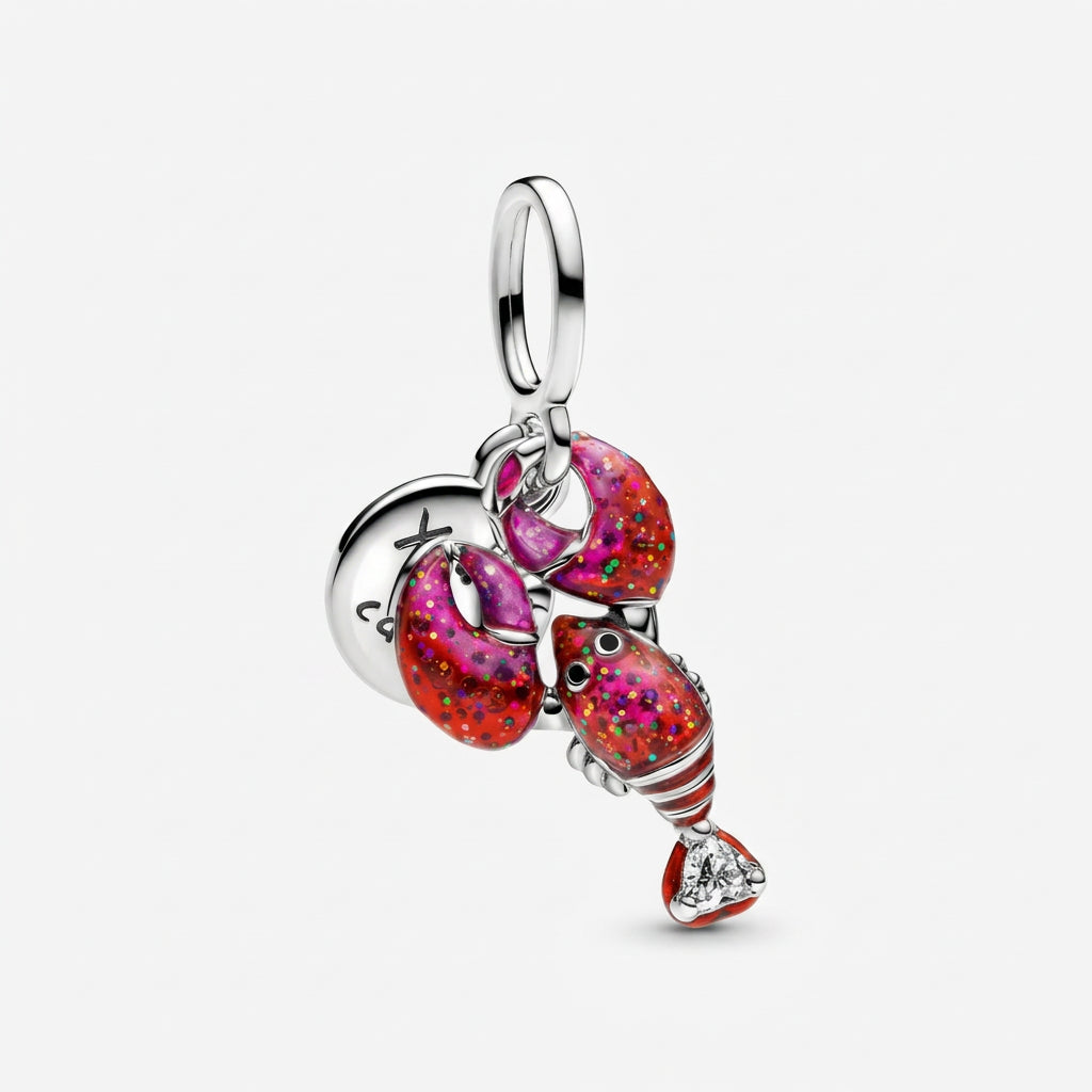 Charm Langosta Roja Plata S925