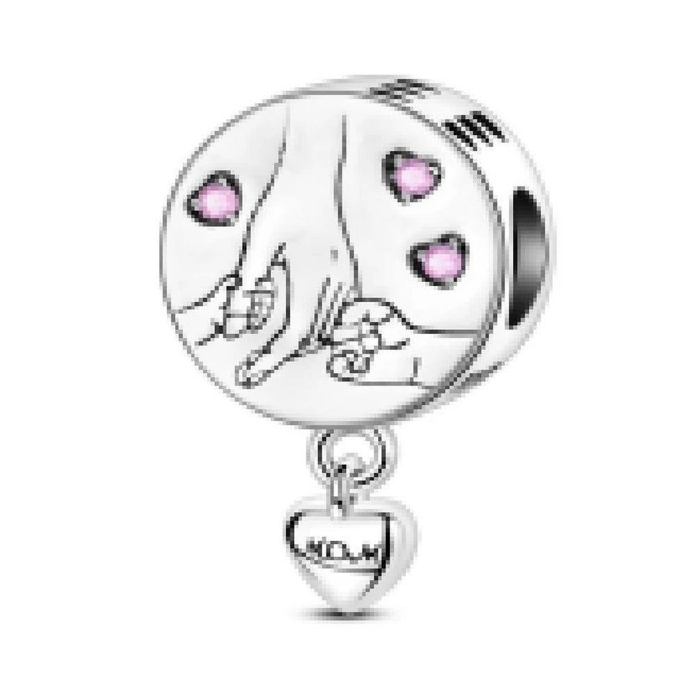 Charm Manos Unidas con Corazones Plata S925