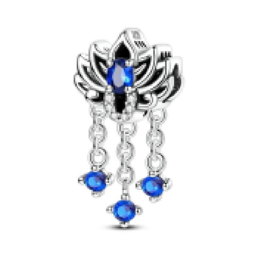 Charm Flor de Loto Cristales Azules Plata S925