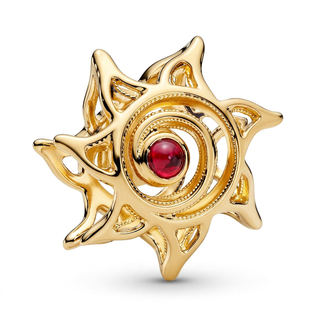 Charm Sol Dorado Plata S925