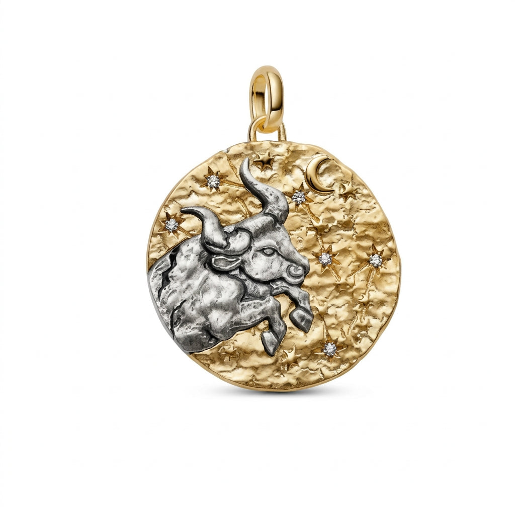 Charm Medallón Tauro Zodiaco Dorado y Plata S925