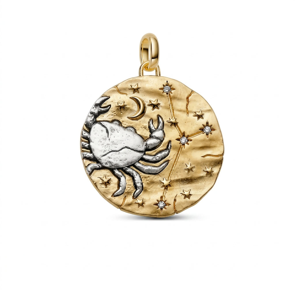 Charm Medallón Cáncer Zodiaco Dorado y Plata S925