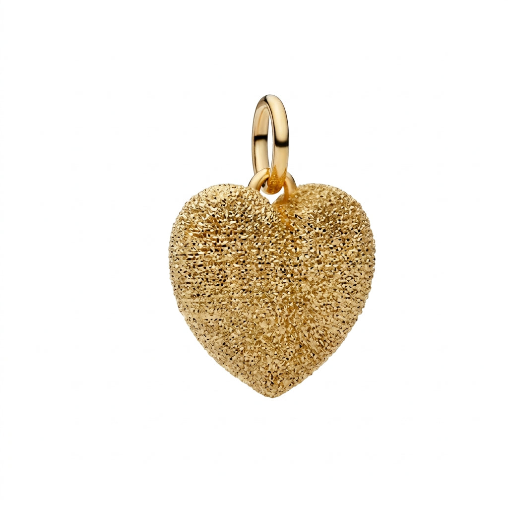 Charm Corazón Dorado Texturizado Plata S925