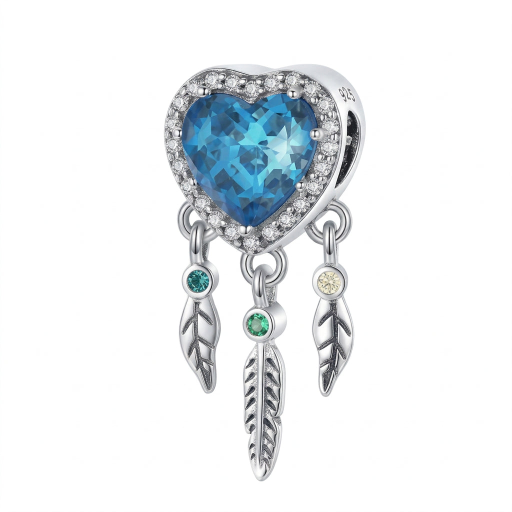 Charm Atrapasueños Corazón Azul Plata S925