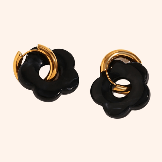 Aretes Flores Black - Charmsymore