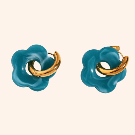Aretes Flores Blue White - Charmsymore