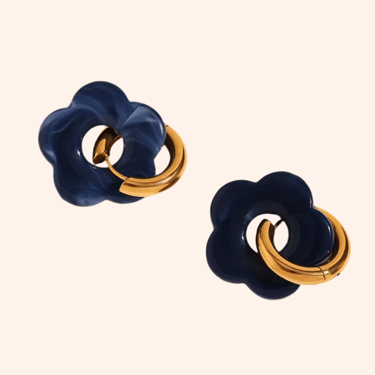 Aretes Flores Dark Blue - Charmsymore