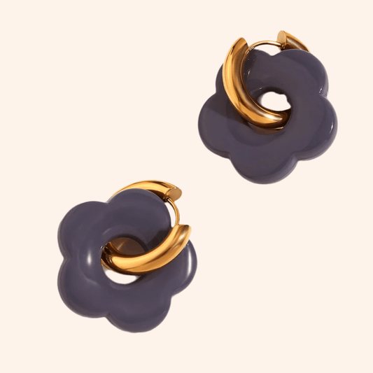 Aretes Flores Gris - Charmsymore