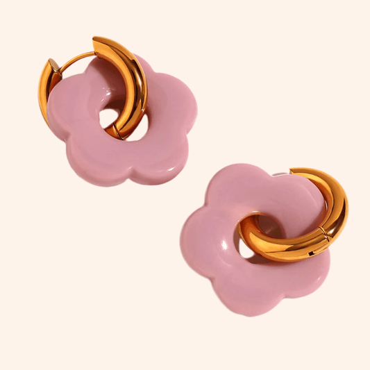 Aretes Flores Rosa Palo - Charmsymore