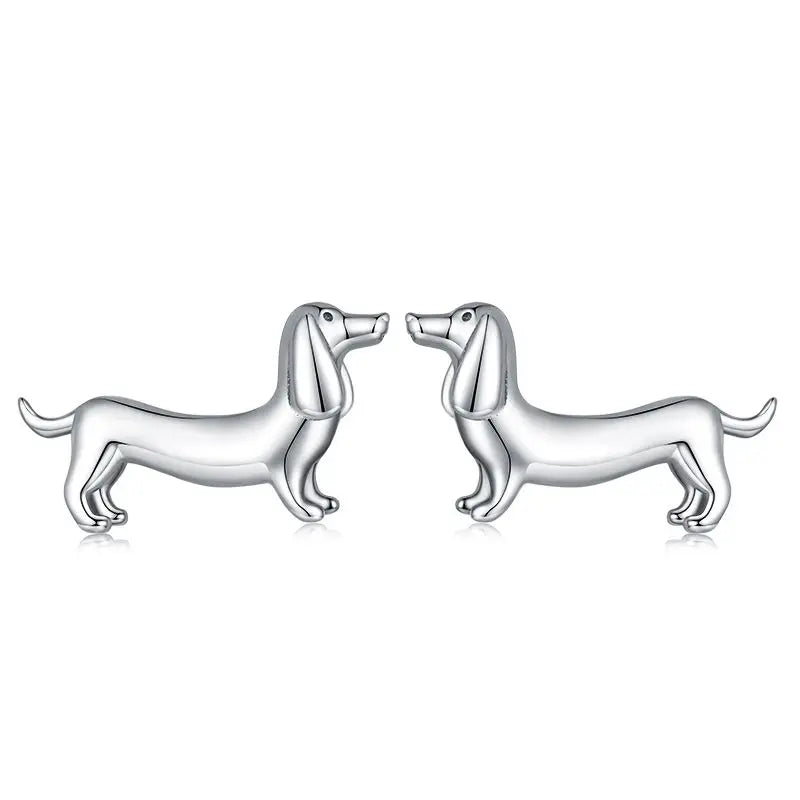 WOSTU 925 Sterling Silver Dachshund Pendant Necklace 18K Gold Pet Paw Chain Link Dog Charm bracelets Earrings Ring For Pet Lover - Charmsymore