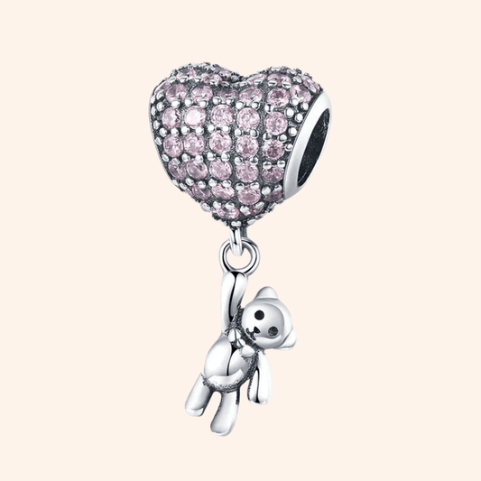 Charm Corazón Osito Plata S925 - Charmsymore