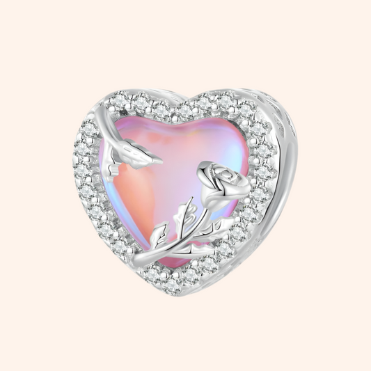 Charm Corazon Rosa Plata S925 - Charmsymore