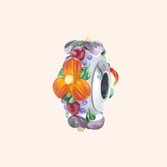 Charm Cristal Flores Plata 925 - Charmsymore