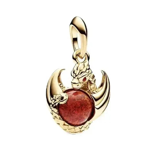 Charm Dragón De Fuego S925 - Charmsymore
