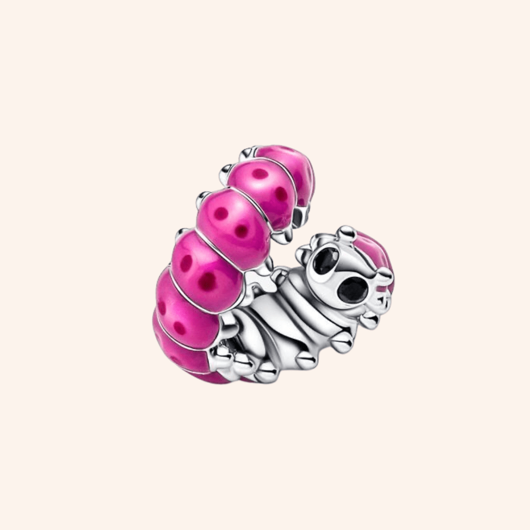 Charm Gusano Rosa Plata S925 ENTREGA INMEDIATA - Charmsymore