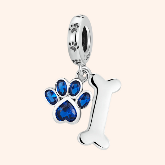 Charm Huellita Azul Plata S925 - Charmsymore