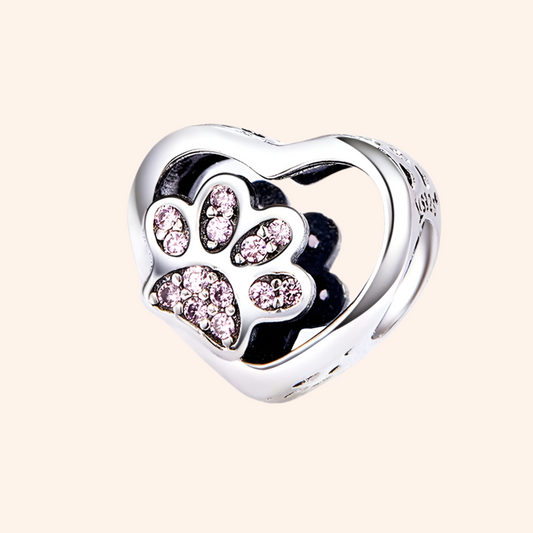 Charm Huellita en el Corazón Plata S925 - Charmsymore