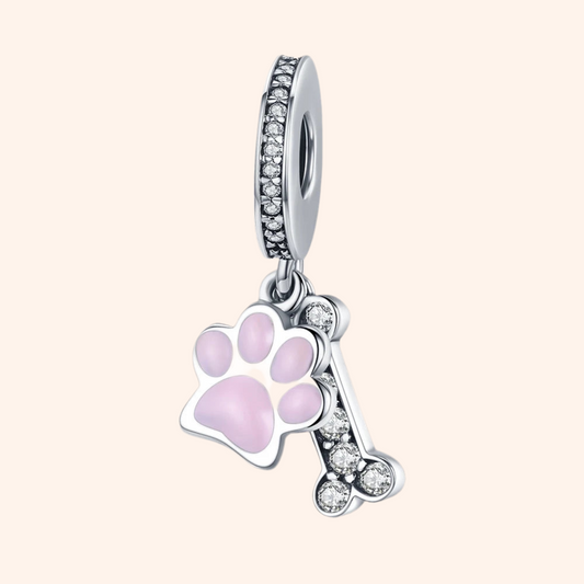 Charm Huellita Rosa Plata S925 - Charmsymore