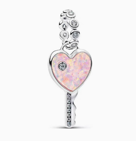 Charm Llave Corazon Rosa S925 - Charmsymore