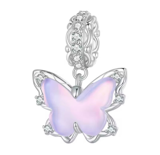 Charm Mariposa Morada Plata S925 - Charmsymore