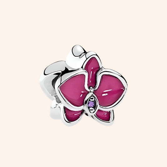 Charm Orquídea Morada Plata S925 - Charmsymore