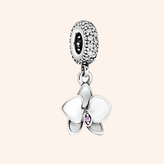 Charm Orquídea White Colgante Plata S925 - Charmsymore