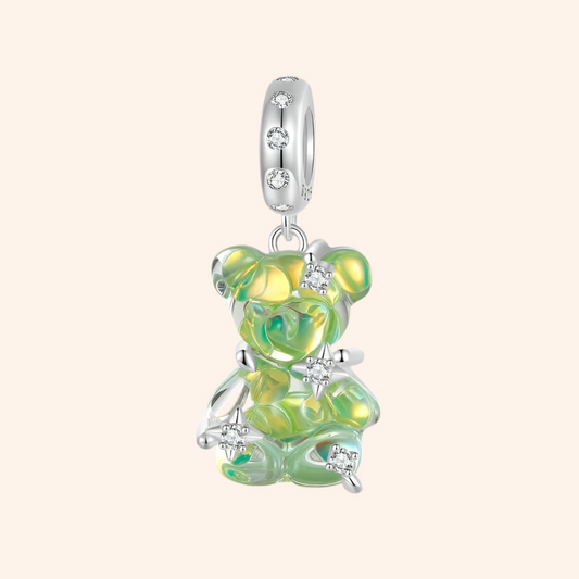Charm Osito Verde Plata 925 - Charmsymore
