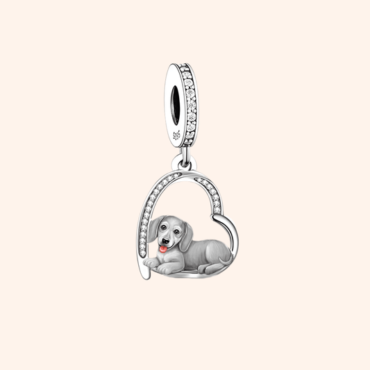 Charm Perrito Salchicha Plata S925 - Charmsymore