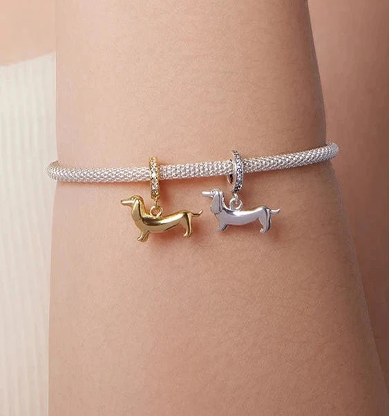 WOSTU 925 Sterling Silver Dachshund Pendant Necklace 18K Gold Pet Paw Chain Link Dog Charm bracelets Earrings Ring For Pet Lover - Charmsymore