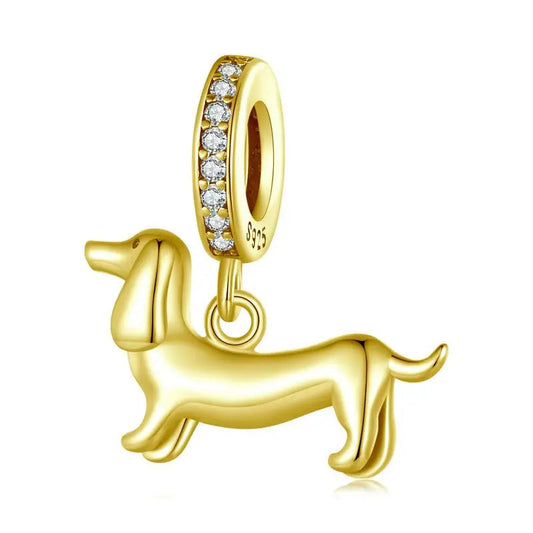 Charm Perrito Salchicha Plata S925 - Charmsymore