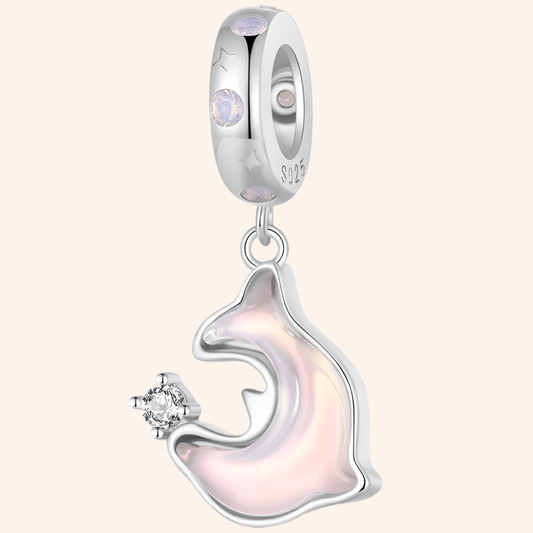Charm Delfín Rosa Plata S925 - Charmsymore