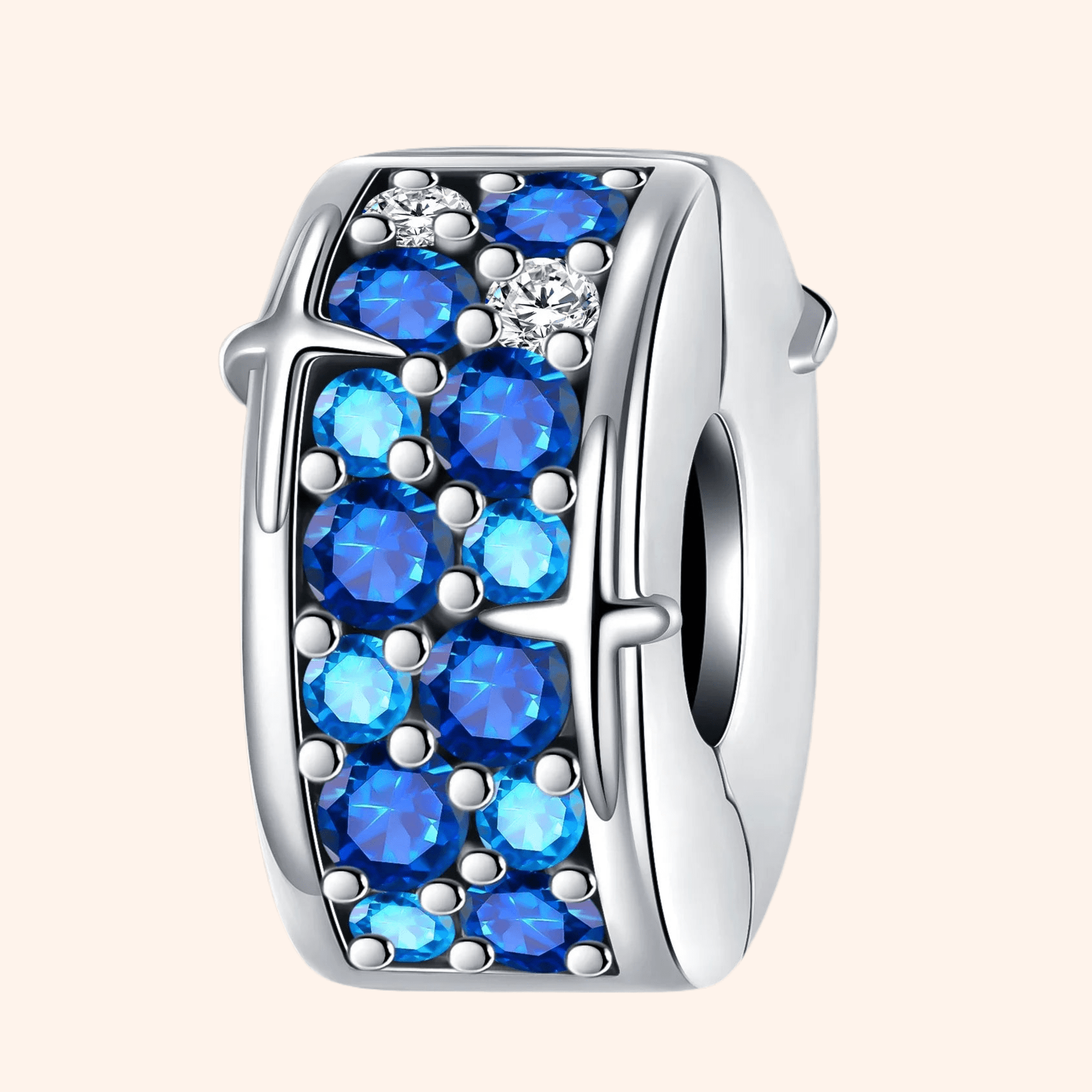 Clip Azul Brillos Plata S925 - Charmsymore