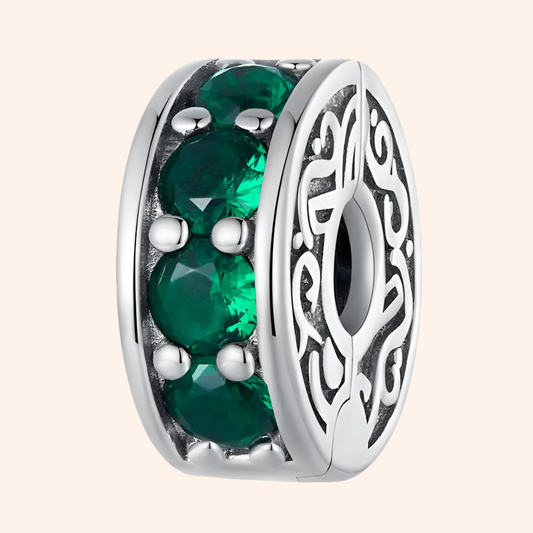 Clip Verde Esmeralda Plata S925 - Charmsymore
