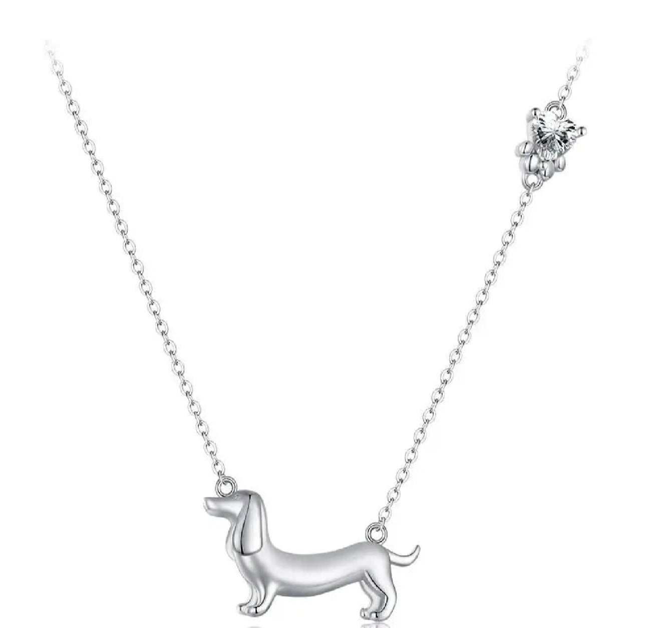 Collar Perrito Salchicha Plata S925 - Charmsymore