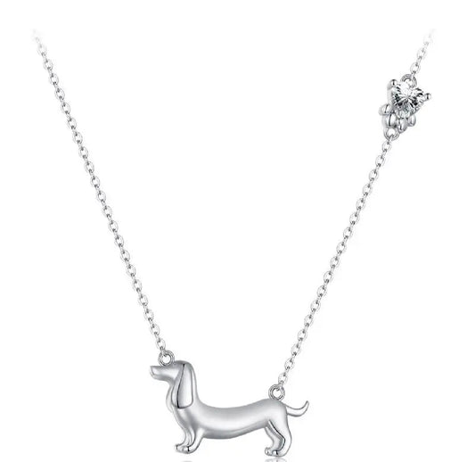 Collar Perrito Salchicha Plata S925 - Charmsymore