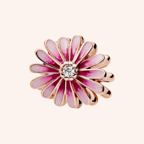 Flor rosa Charm Plata S925 - Charmsymore
