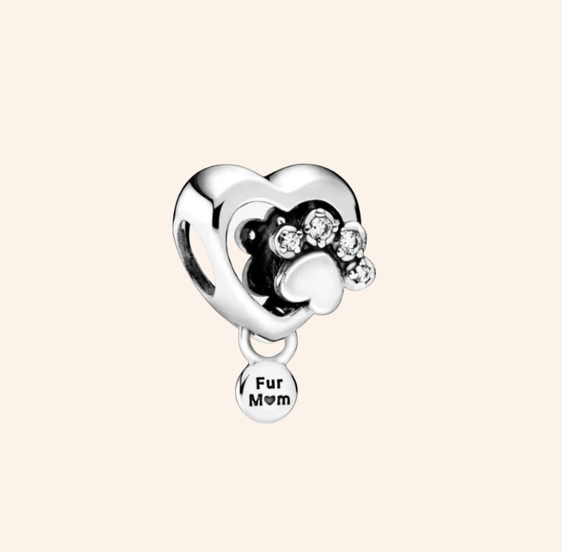 Corazón Mascota Charm Plata S925 - Charmsymore