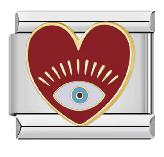 Italian Charm Corazón Ojo Rojo 𝗘𝗡𝗧𝗥𝗘𝗚𝗔 𝗜𝗡𝗠𝗘𝗗𝗜𝗔𝗧𝗔 - Charmsymore
