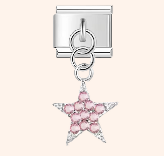 Italian Charm Estrella Rosa Brillos Colgante 𝗘𝗡𝗧𝗥𝗘𝗚𝗔 𝗜𝗡𝗠𝗘𝗗𝗜𝗔𝗧𝗔 - Charmsymore