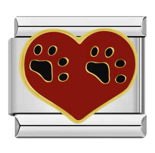 Italian Charm Mascota Corazón Huellas 𝗘𝗡𝗧𝗥𝗘𝗚𝗔 𝗜𝗡𝗠𝗘𝗗𝗜𝗔𝗧𝗔 - Charmsymore