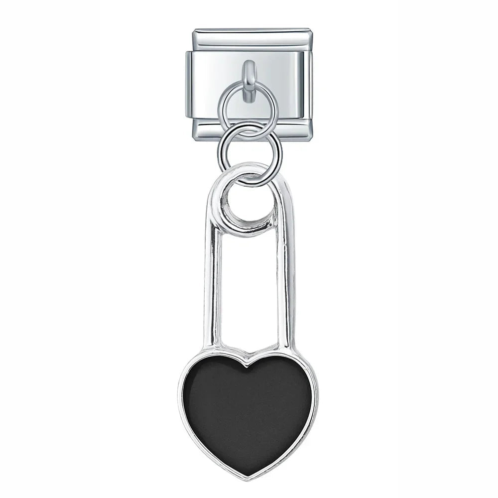 Italian Charm Seguro Corazón Negro 𝗘𝗡𝗧𝗥𝗘𝗚𝗔 𝗜𝗡𝗠𝗘𝗗𝗜𝗔𝗧𝗔 - Charmsymore