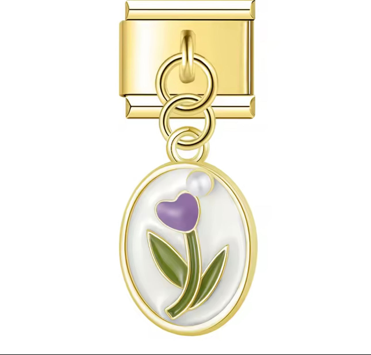 Italian Charm Tulipan Morado 𝗘𝗡𝗧𝗥𝗘𝗚𝗔 𝗜𝗡𝗠𝗘𝗗𝗜𝗔𝗧𝗔 - Charmsymore