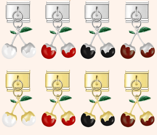 Italian Charms Cerezas Acero Inoxidable - Charmsymore
