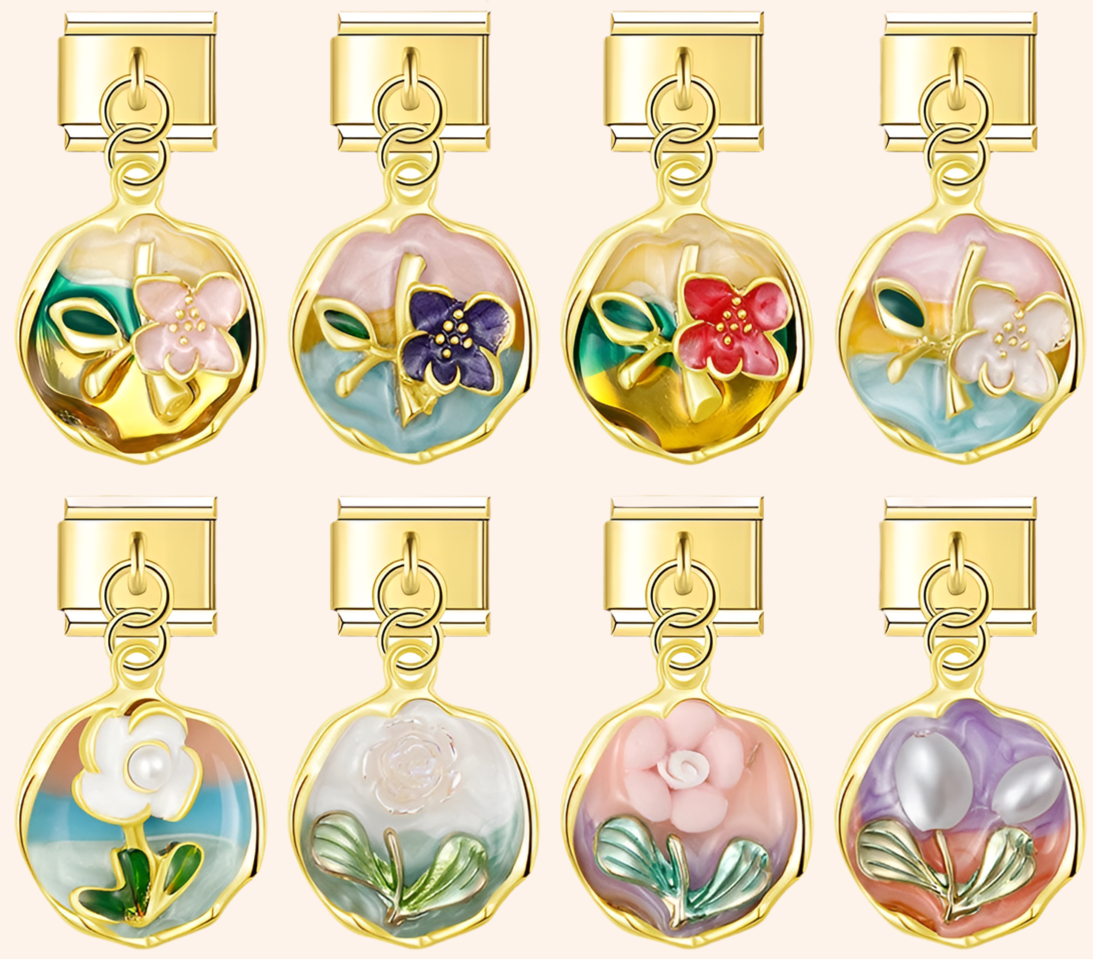 Italian Charms Flores Flores Colgantes - Charmsymore