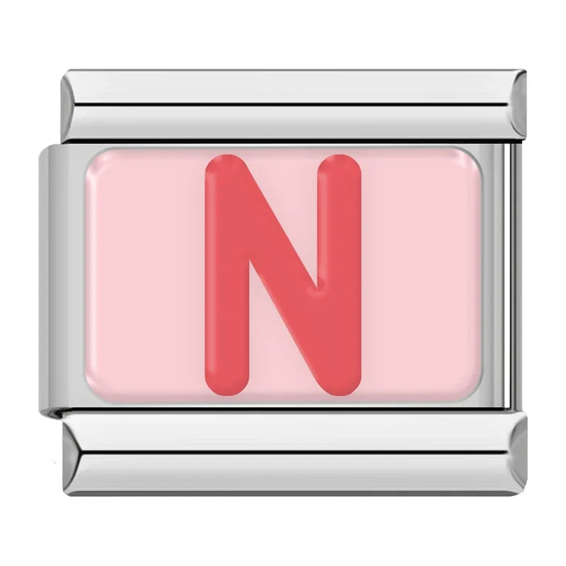 Italian Charms Letras Rosas - Charmsymore