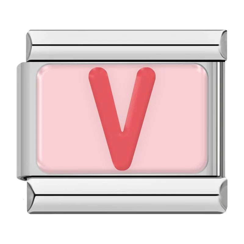 Italian Charms Letras Rosas - Charmsymore