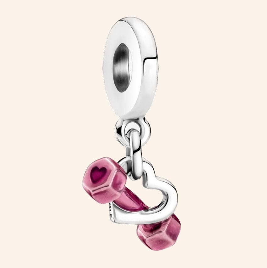 Charm Mancuerna Corazón Plata S925 para pulsera de charms