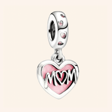 Charm Mom Corazón Rosa Plata S925