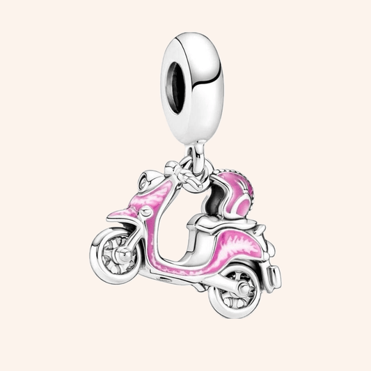 Moto rosa Charm Plata S925 - Charmsymore