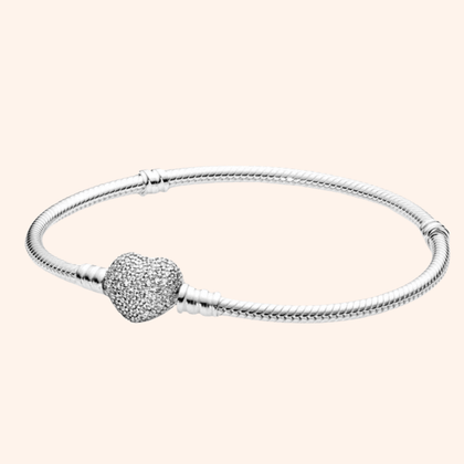 Pulsera Corazón Con Piedras Plata S925 para pulsera de charms | Charmsymore